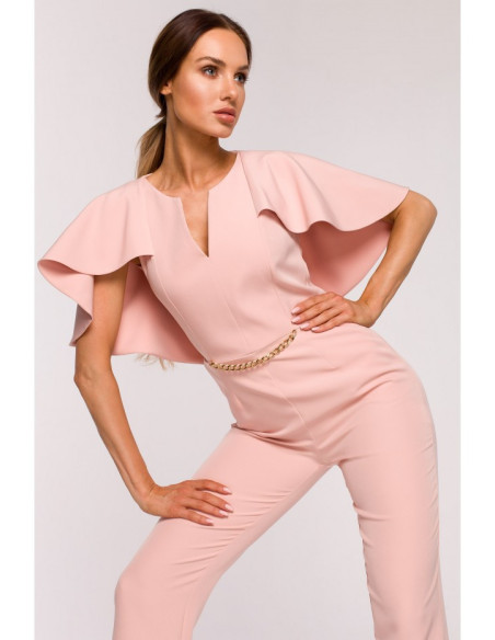 Rausvas vientisas kombinezonas