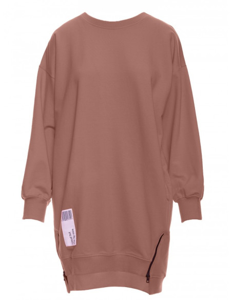 Rusvas megztinis su užtrauktukais