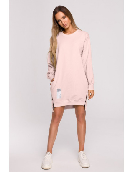 Šviesiai rožinis megztinis su užtrauktukais