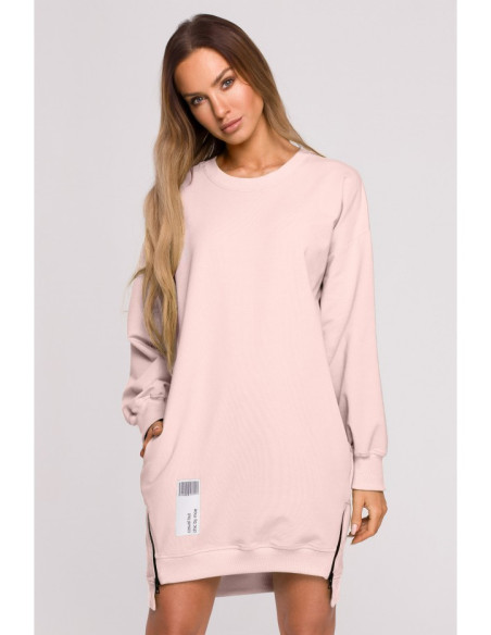 Šviesiai rožinis megztinis su užtrauktukais