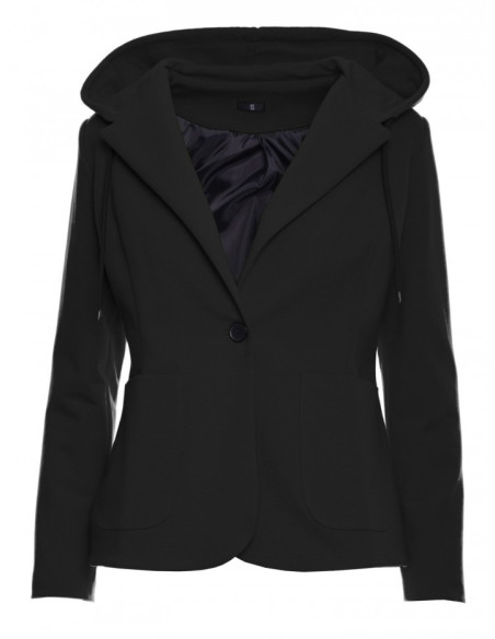 M691 Hooded blazer with single button - black
