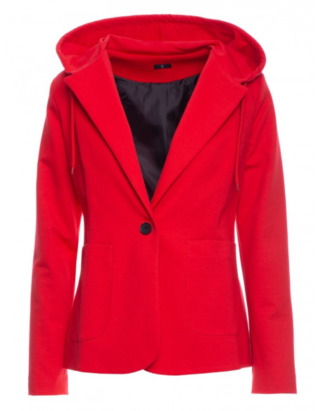 M691 Hooded blazer with single button - red