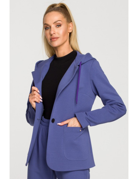 M691 Hooded blazer with single button - indigo