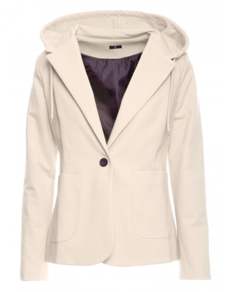 M691 Hooded blazer with single button - sandy