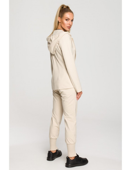 M691 Hooded blazer with single button - sandy