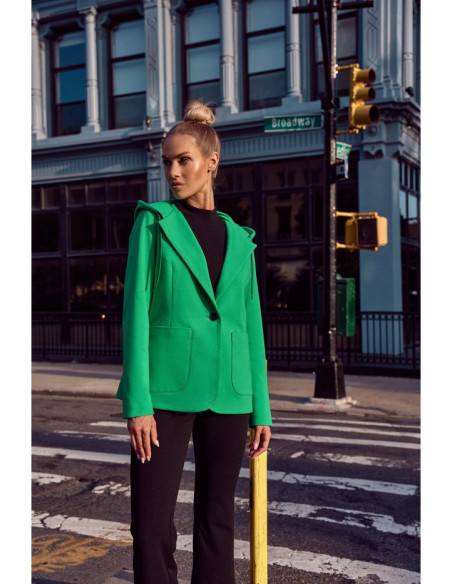 M691 Hooded blazer with single button - green