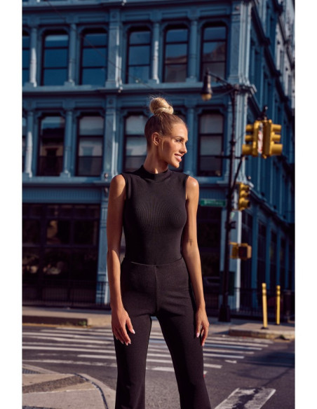 M697 High neck sleeveless bodysuit - black