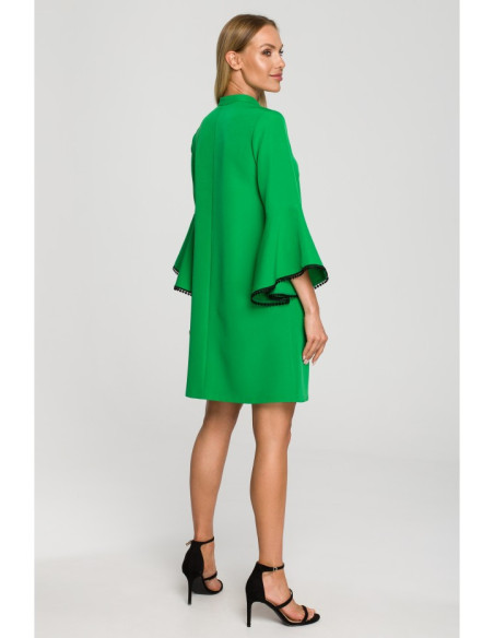 M698 A line dress with angel sleeves - green