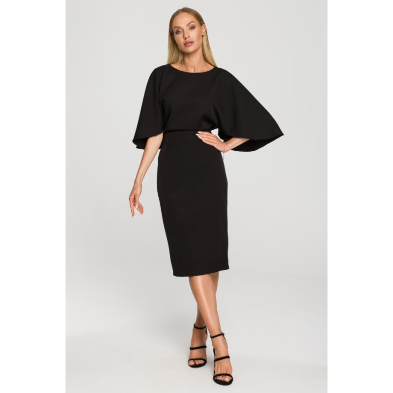M700 Sheath dress with kimono sleeves - black