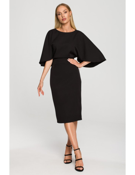 M700 Sheath dress with kimono sleeves - black