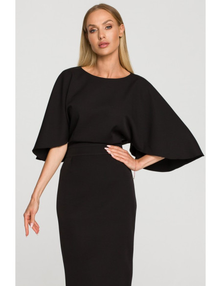 M700 Sheath dress with kimono sleeves - black