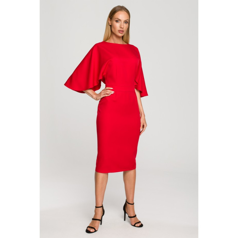 M700 Sheath dress with kimono sleeves - red