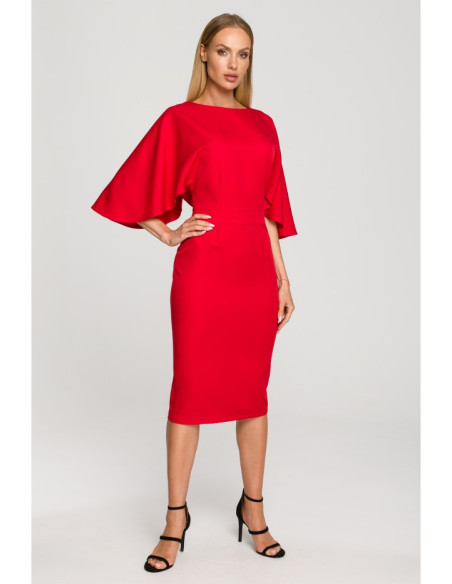 M700 Sheath dress with kimono sleeves - red