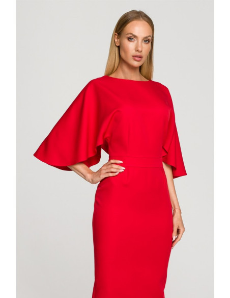 M700 Sheath dress with kimono sleeves - red