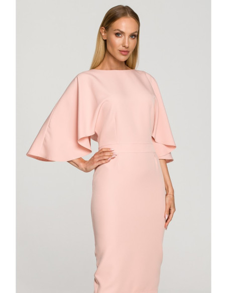 M700 Sheath dress with kimono sleeves - powder