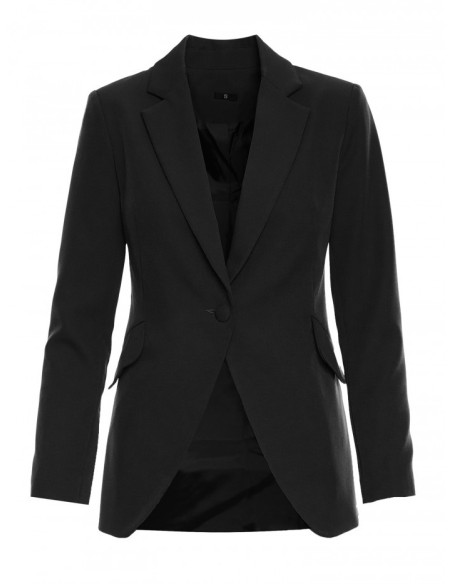 M701 Single button blazer with asymmetrical pockets - black