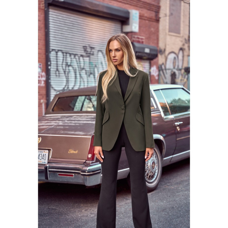 M701 Single button blazer with asymmetrical pockets - khaki