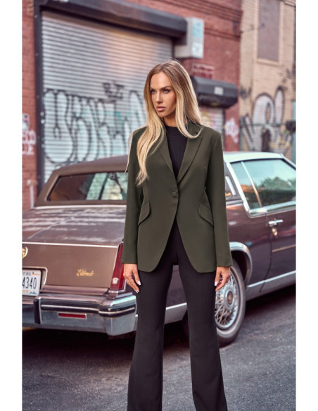 M701 Single button blazer with asymmetrical pockets - khaki