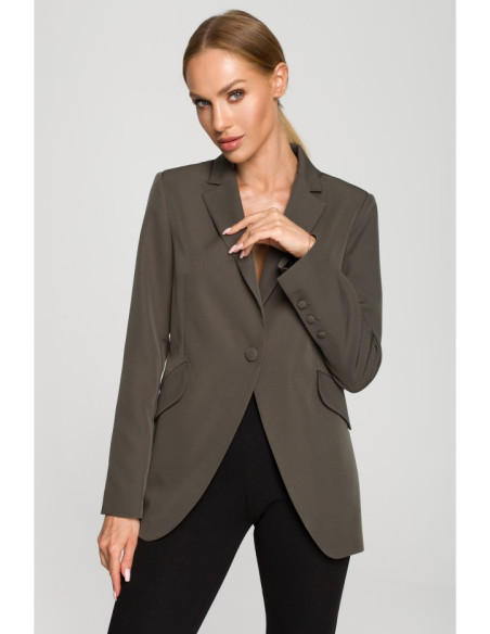 M701 Single button blazer with asymmetrical pockets - khaki