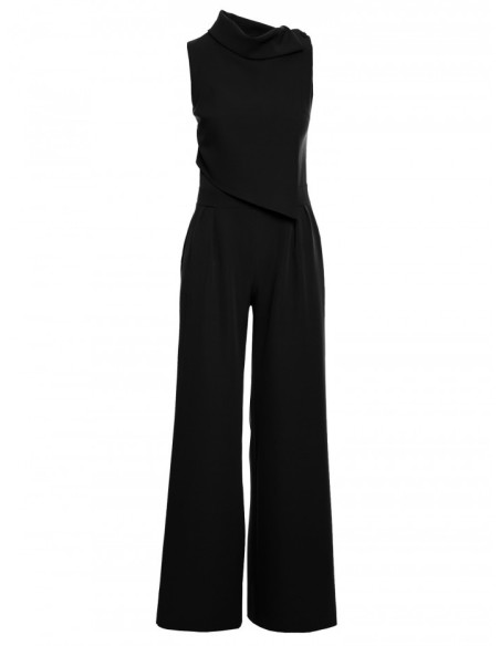 M702 Sleeveless jumpsuit with double layer top - black