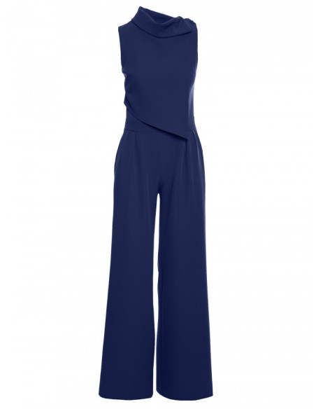 M702 Sleeveless jumpsuit with double layer top - navy blue