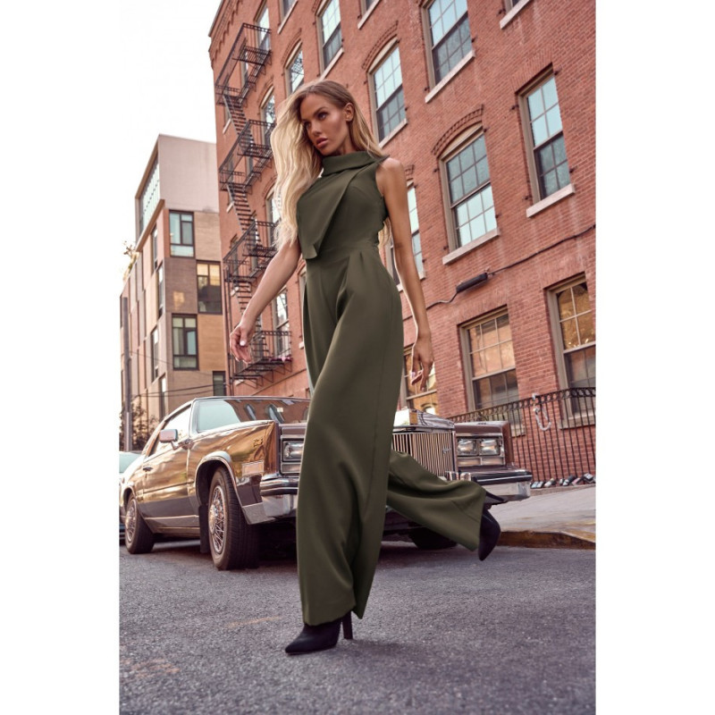 M702 Sleeveless jumpsuit with double layer top - khaki