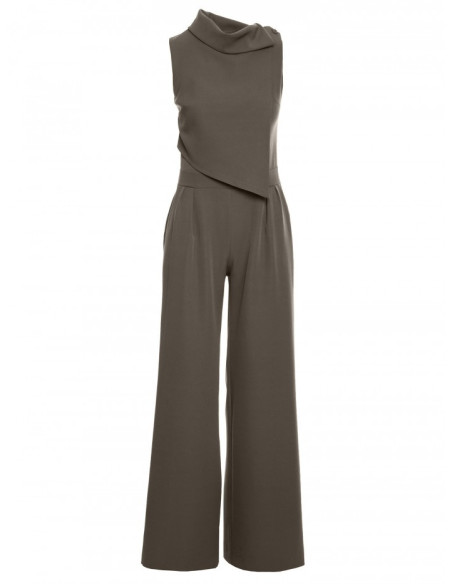 M702 Sleeveless jumpsuit with double layer top - khaki
