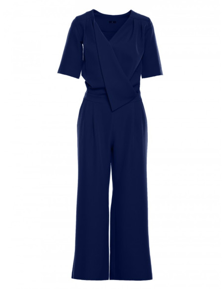 M703 Jumpsuit with decorative V-neck top - navy blue