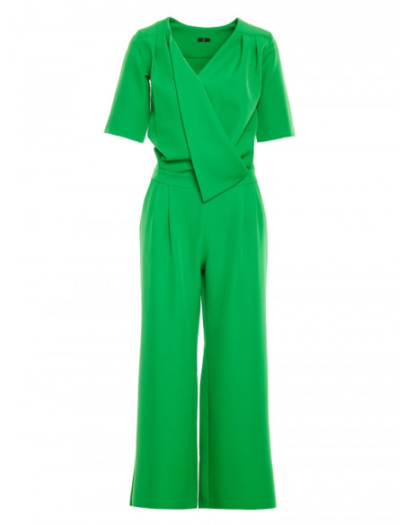 M703 Jumpsuit with decorative V-neck top - green