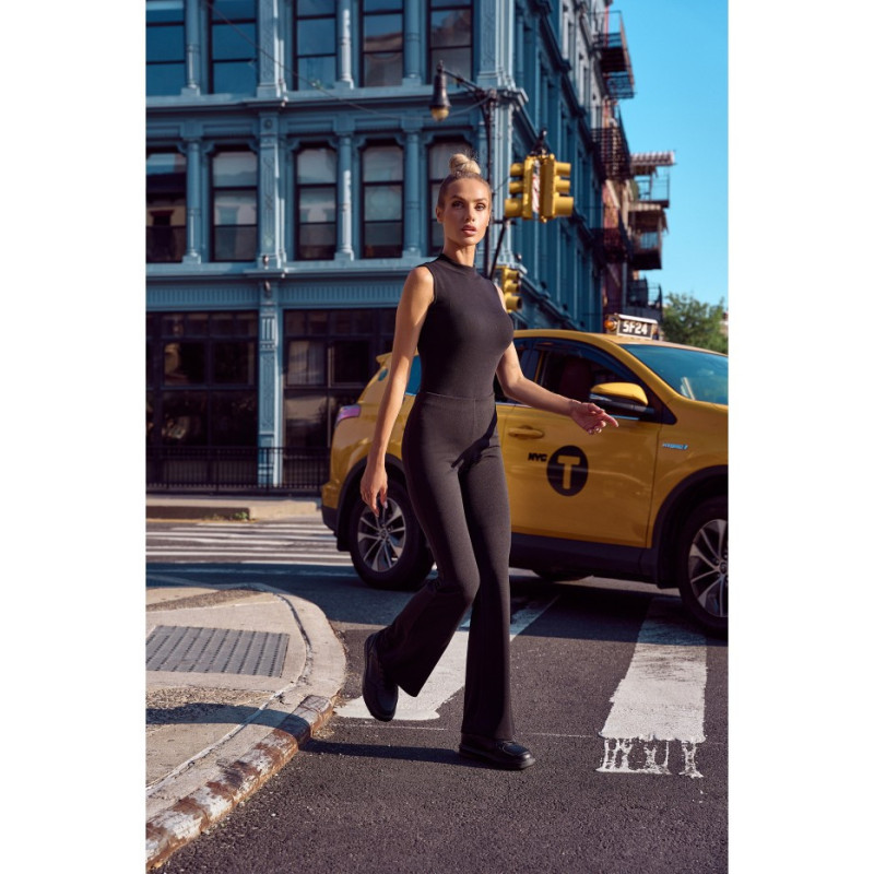 M704 High waisted flared trousers - black