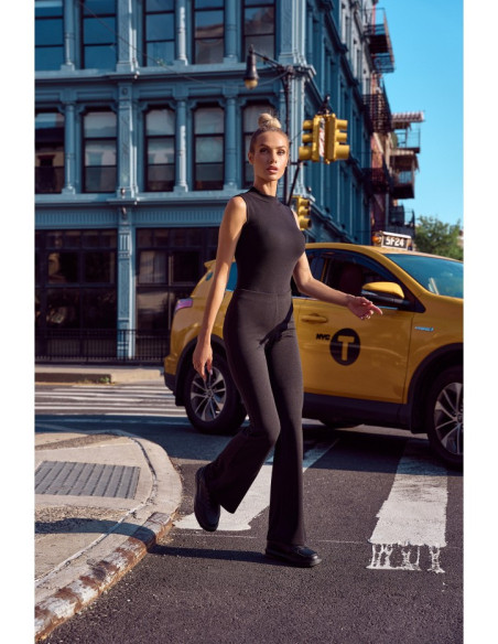 M704 High waisted flared trousers - black