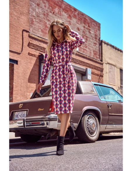 M706 Printed sheath dress with a collar - model 2