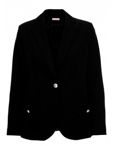 K141 Blazer with double flap pockets - black