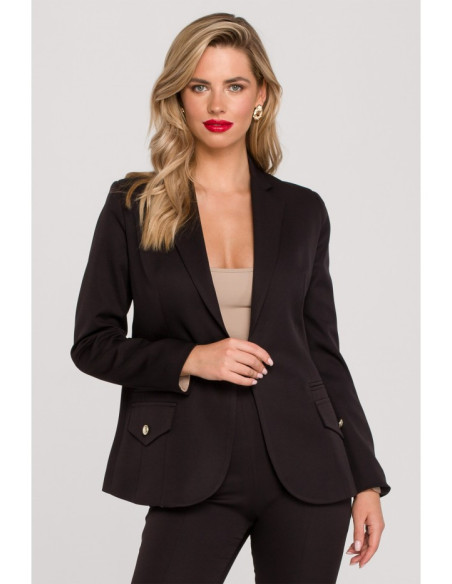 K141 Blazer with double flap pockets - black