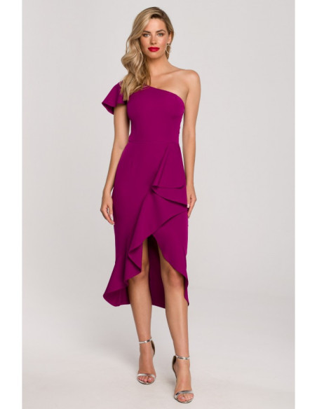 K146 One-shoulder dress - ruby