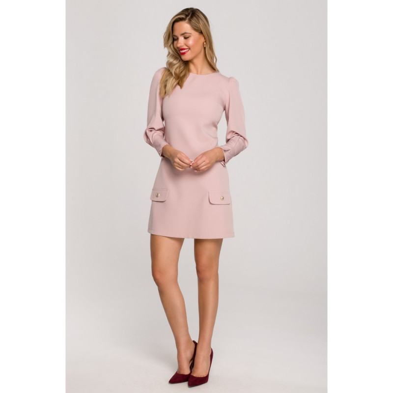 K148 Trapeze dress - crepe pink