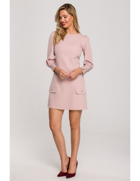 K148 Trapeze dress - crepe pink