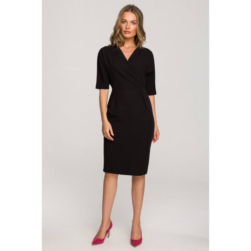 S313 Wrap top dress - black
