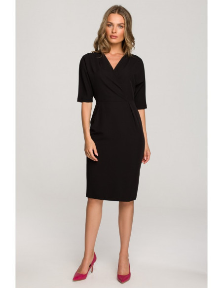S313 Wrap top dress - black