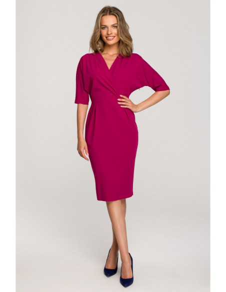 S313 Wrap top dress - plum