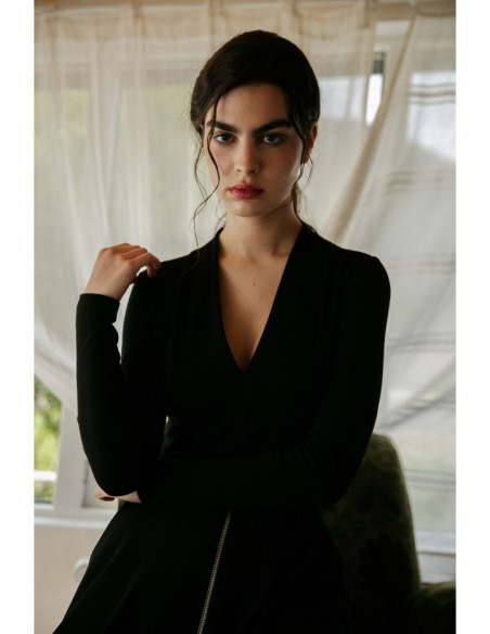 S327 V-neck bodysuit - black