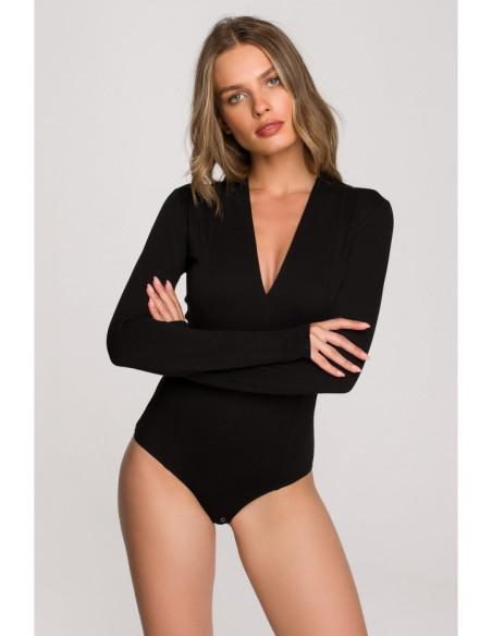 S327 V-neck bodysuit - black