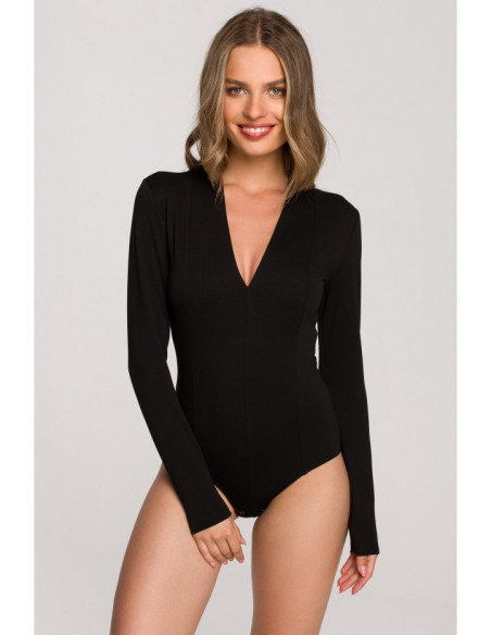 S327 V-neck bodysuit - black