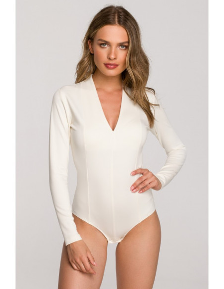 S327 V-neck bodysuit - ecru