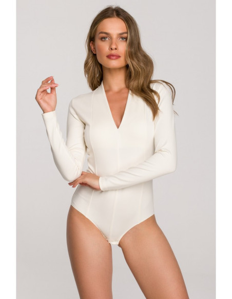S327 V-neck bodysuit - ecru