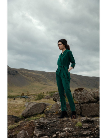 S316 Shawl collar jumpsuit - green