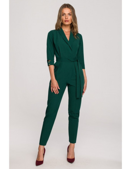 S316 Shawl collar jumpsuit - green