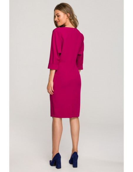 S324 Suknelė kimono rankovėmis - vienspalvė - slyvinė