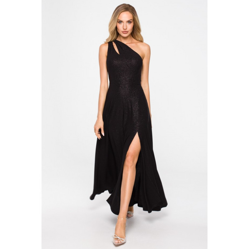M718 One shoulder maxi dress - black