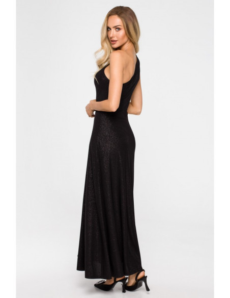 M718 One shoulder maxi dress - black